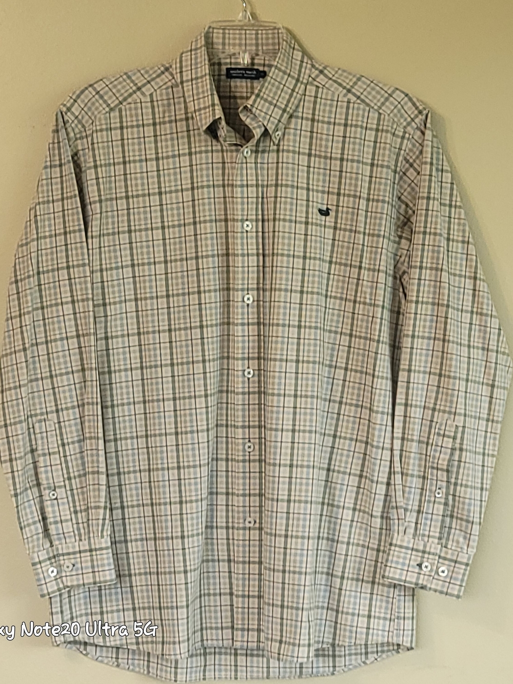 Southern Marsh Calhoun Wrinkle Free Plaid Button Down Shirt Green Blue Men's M